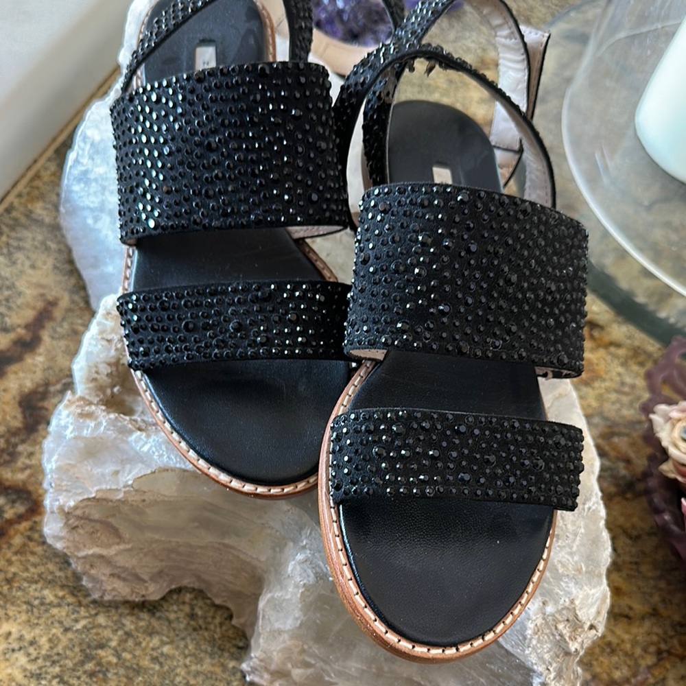 Elegant Black Rhinestone Sandals